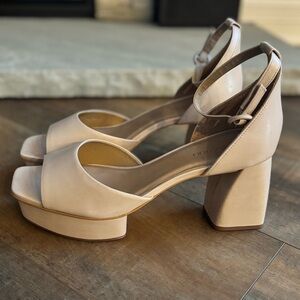 Bernardo Women Size 10 Raleigh in Blush Antique Calf Platform Block Heel Sandal